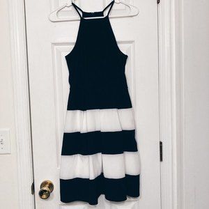 B Darlin Striped High Neck Party Dress Black and White Women’s Junior’s Size 2